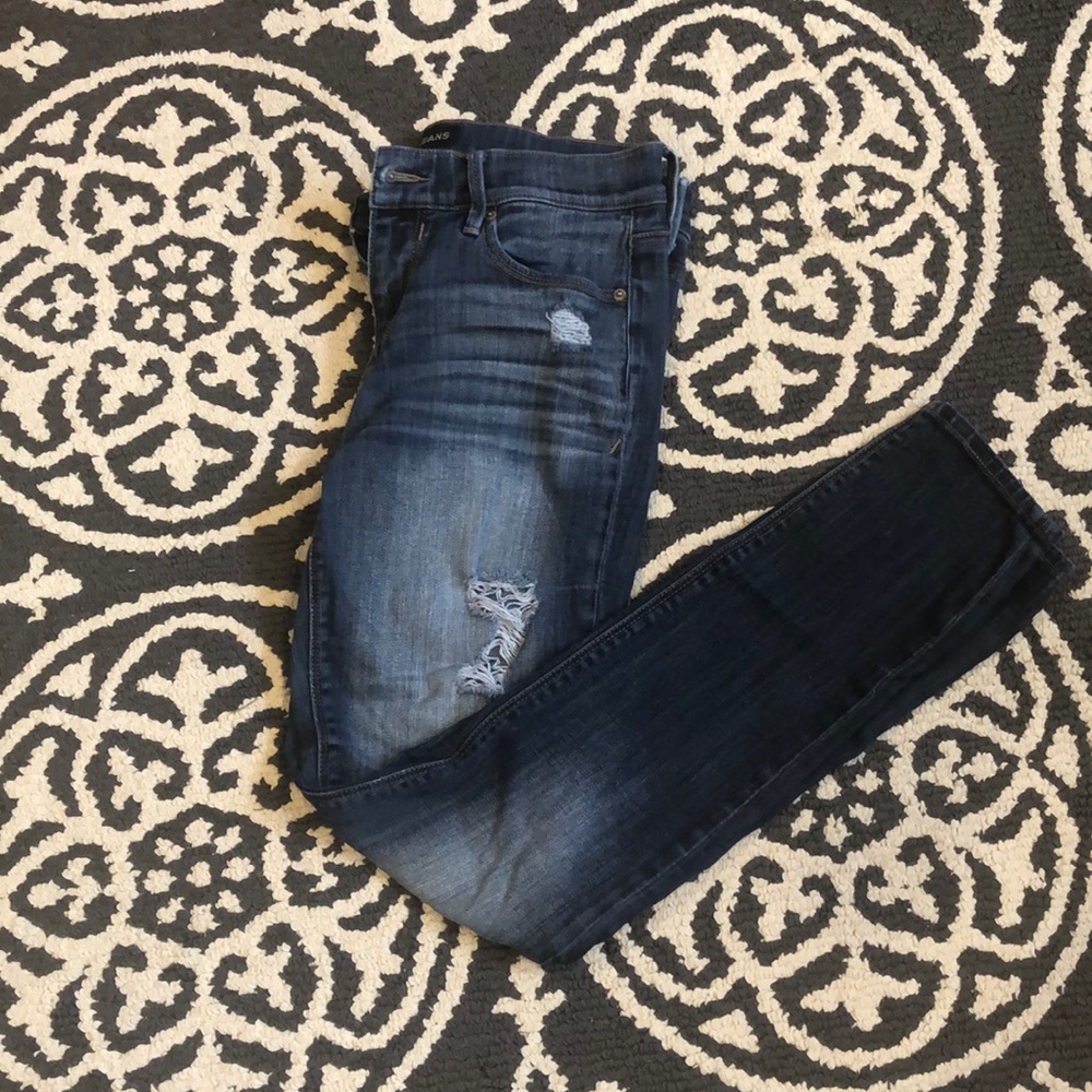 EXPRESS distressed mid rise jean legging